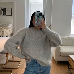 Aritzia Cozy Grey Mohair Sweater